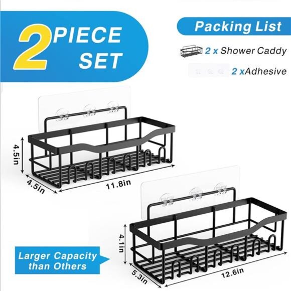 Shower Caddy 2 Pack,Adhesive Shower Organizer for Bathroom Storage&Home - Picture 10 of 16
